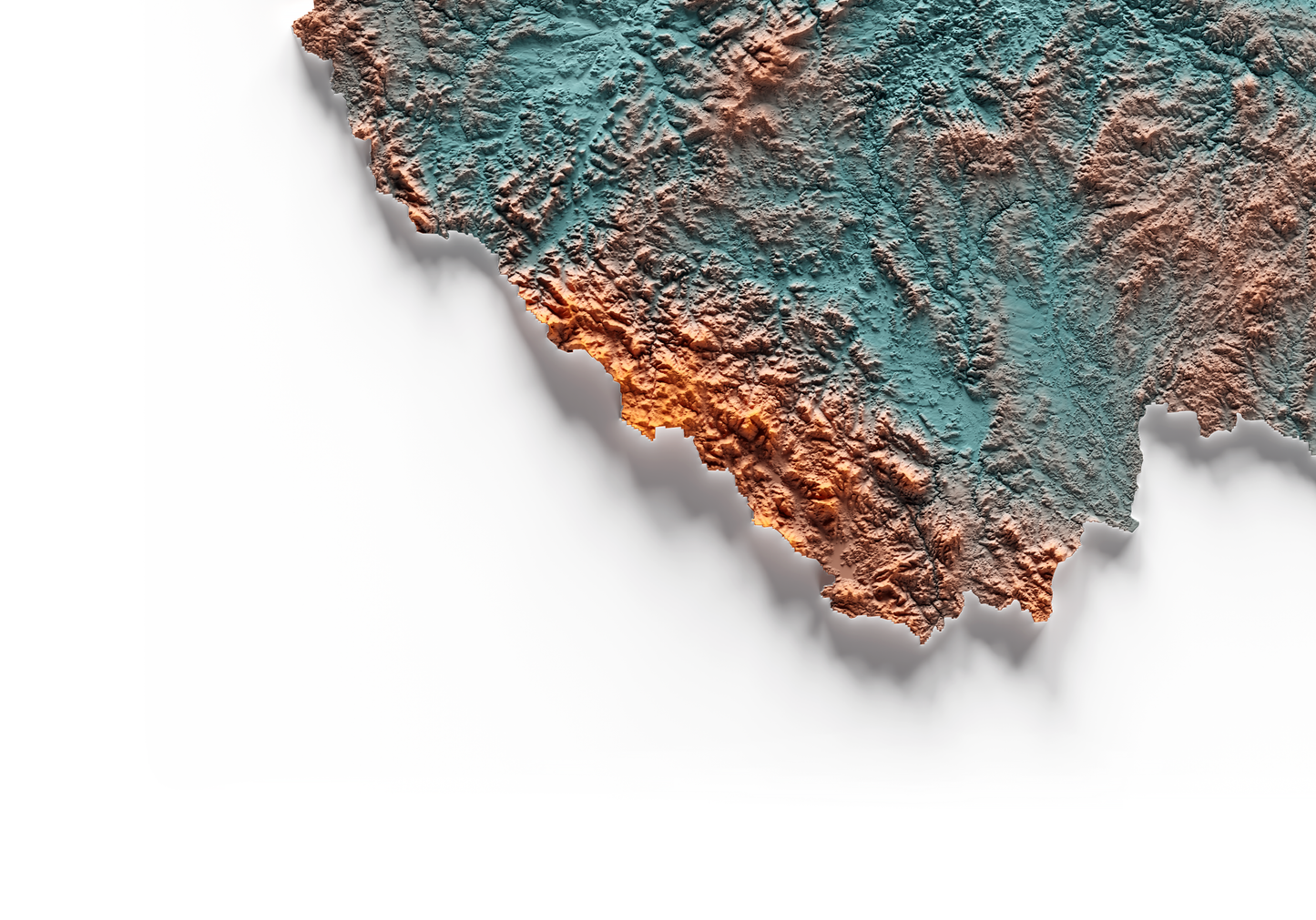 REPÚBLICA CHECA. Mapa de relieve con contraste.