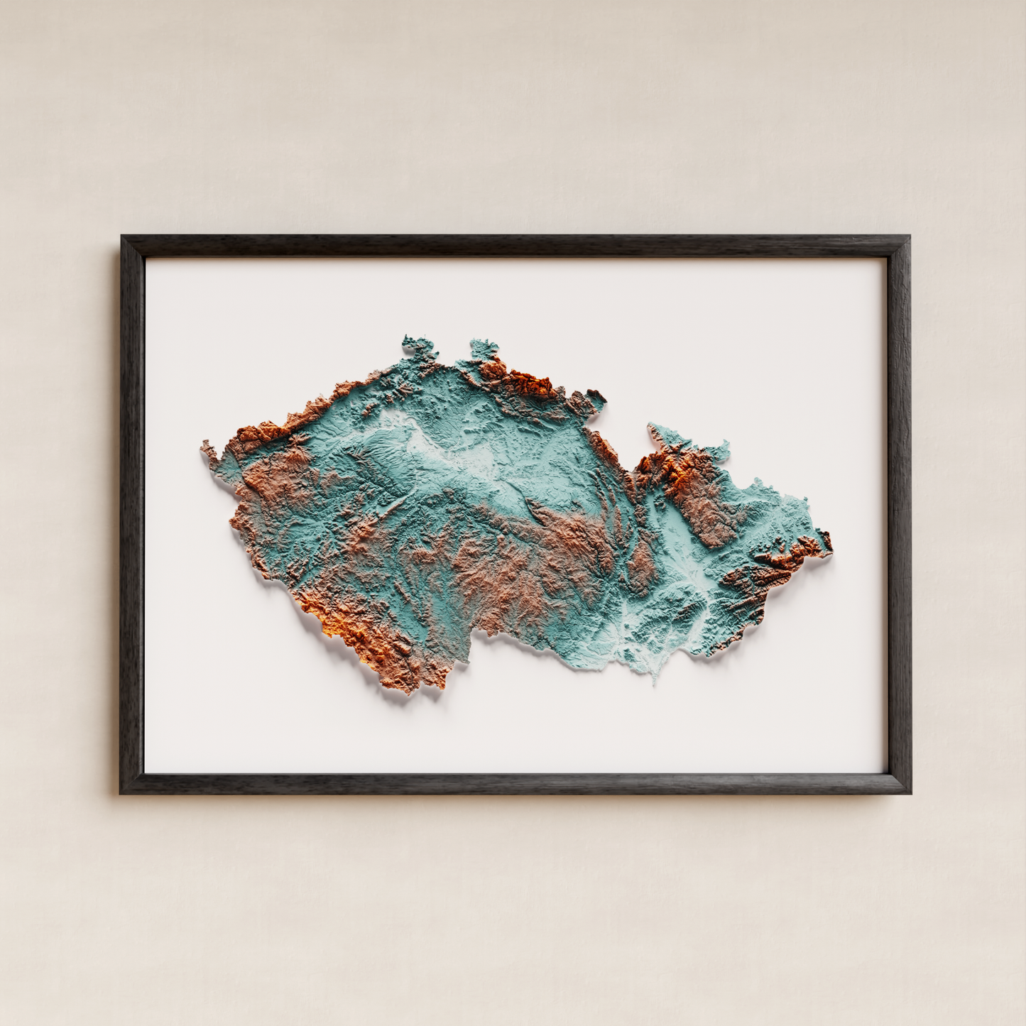 REPÚBLICA CHECA. Mapa de relieve con contraste.