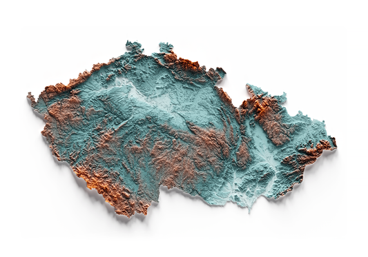 REPÚBLICA CHECA. Mapa de relieve con contraste.