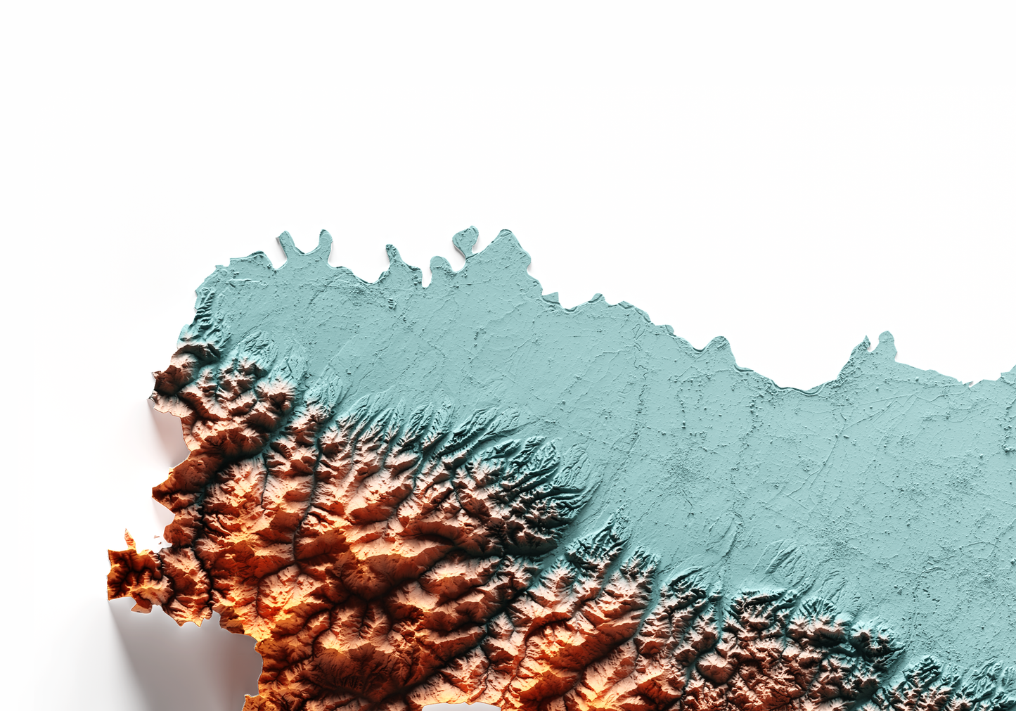 EMILIA-ROMAÑA. Mapa de relieve con contraste.