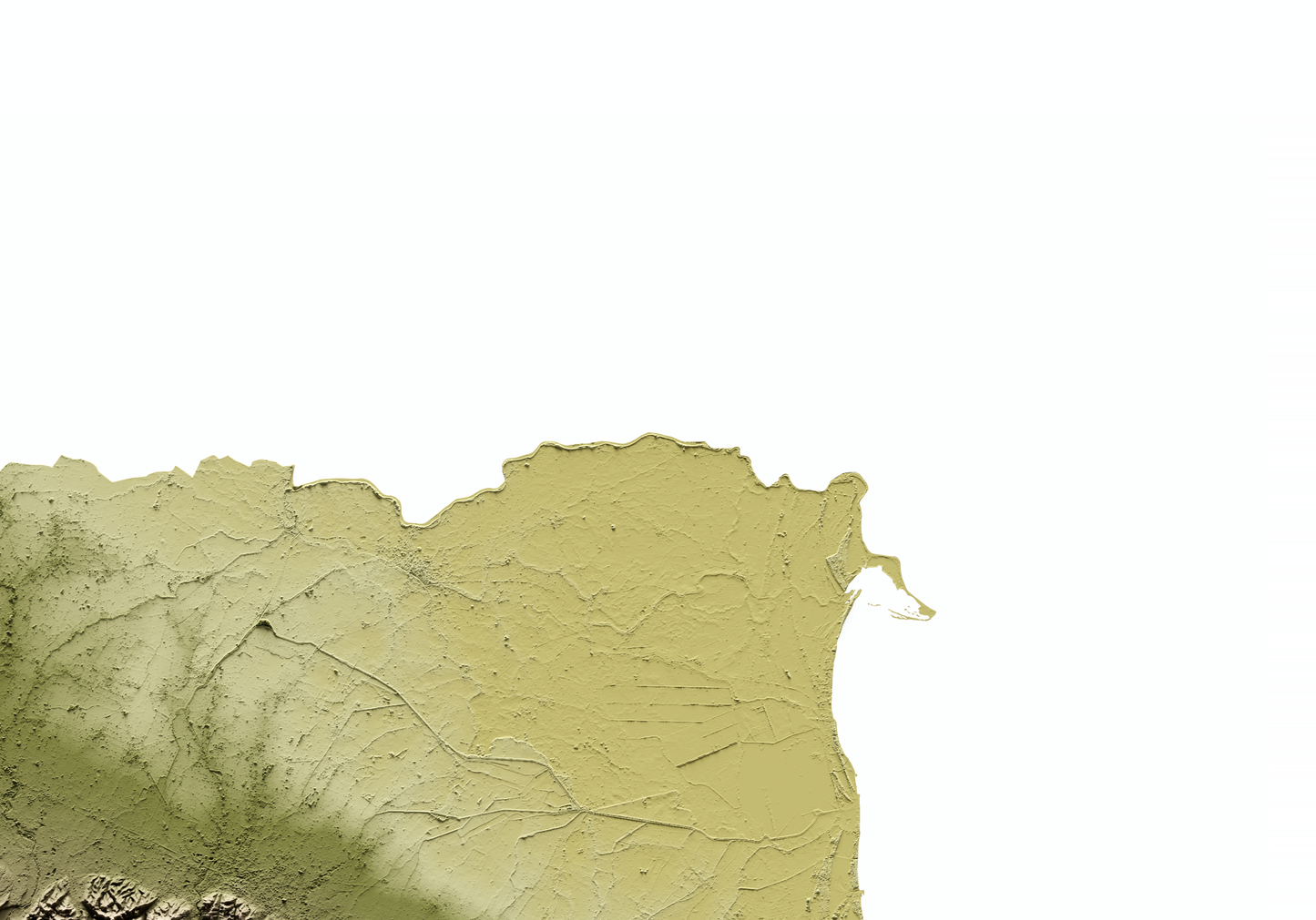 EMILIA-ROMAÑA. Mapa de relieve en colores terrosos.