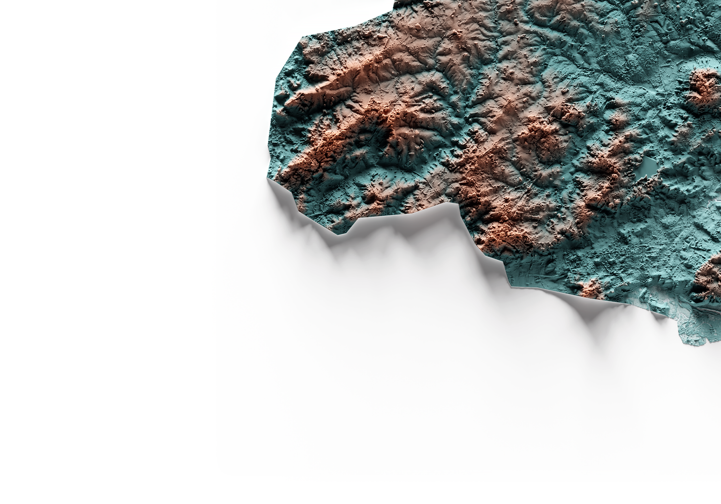 ESSEX. Mapa de relieve con contraste.