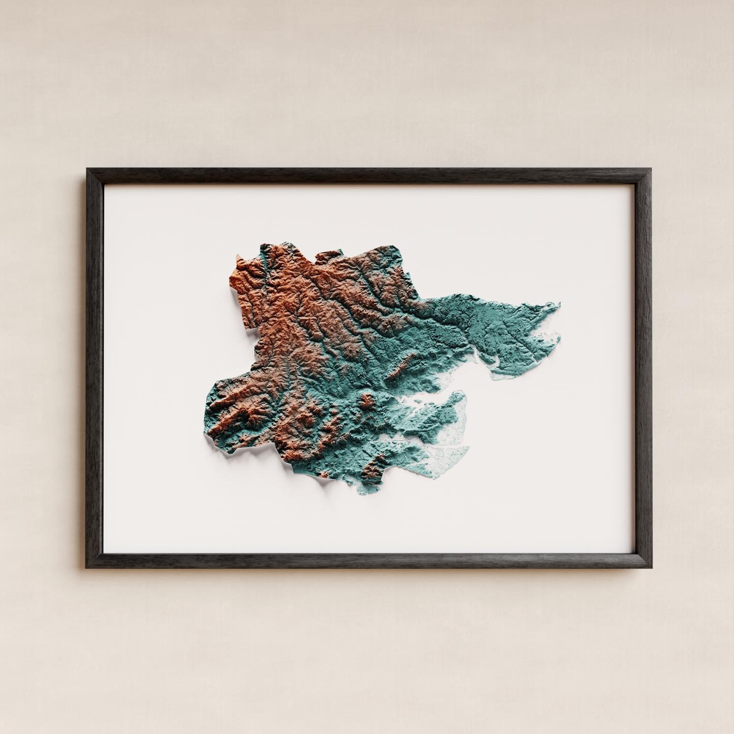 ESSEX. Mapa de relieve con contraste.