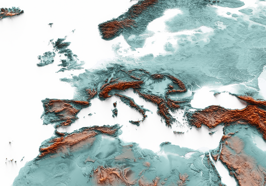 EUROPE. Mapa de relieve con contraste.