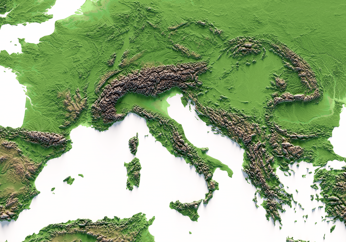 EUROPE. Mapa de relieve clásico.