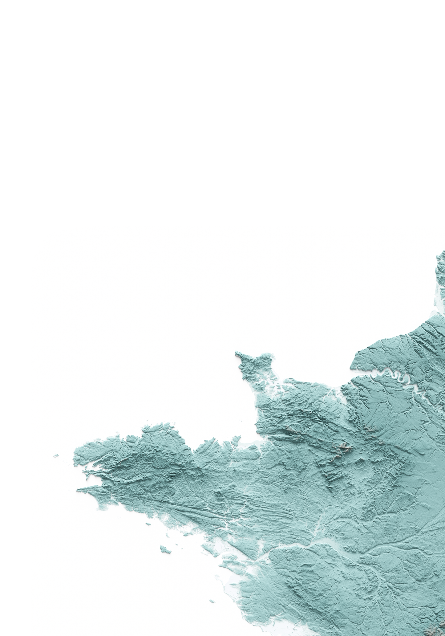 FRANCIA. Mapa de relieve con contraste.