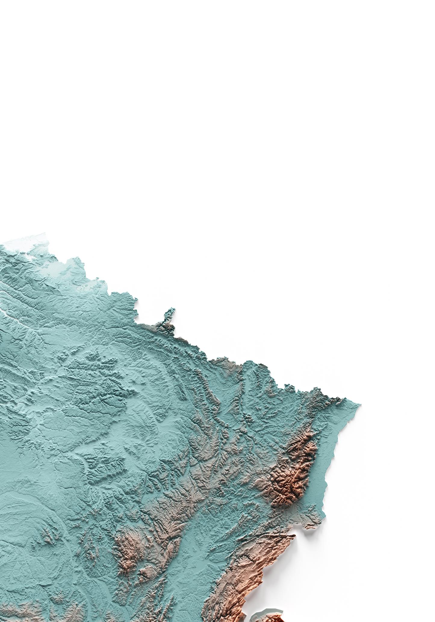 FRANCIA. Mapa de relieve con contraste.