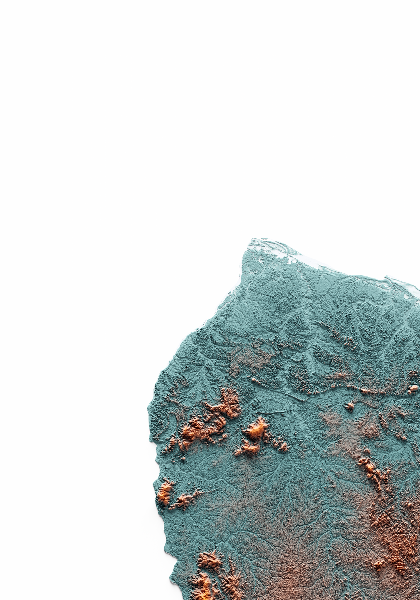GUIANA FRANCESA. Mapa de relieve con contraste.
