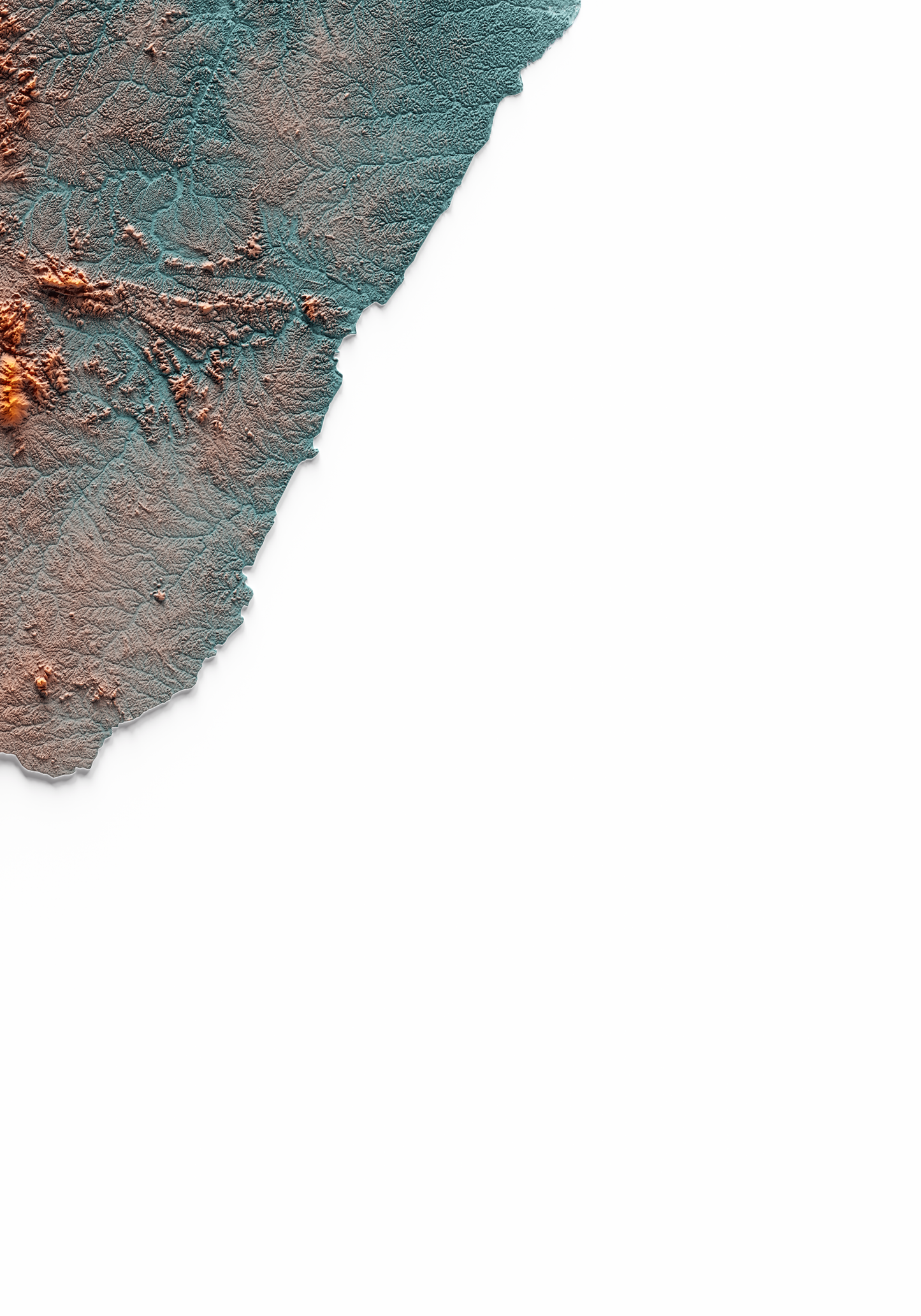 GUIANA FRANCESA. Mapa de relieve con contraste.