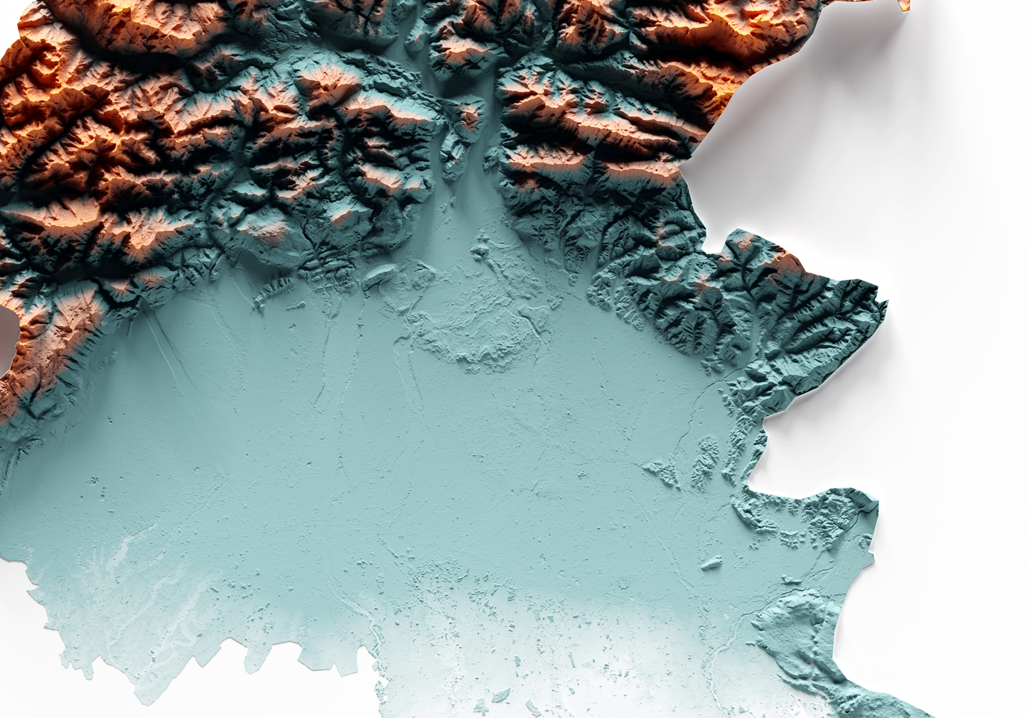 FRIUL-VENECIA JULIA. Mapa de relieve con contraste.