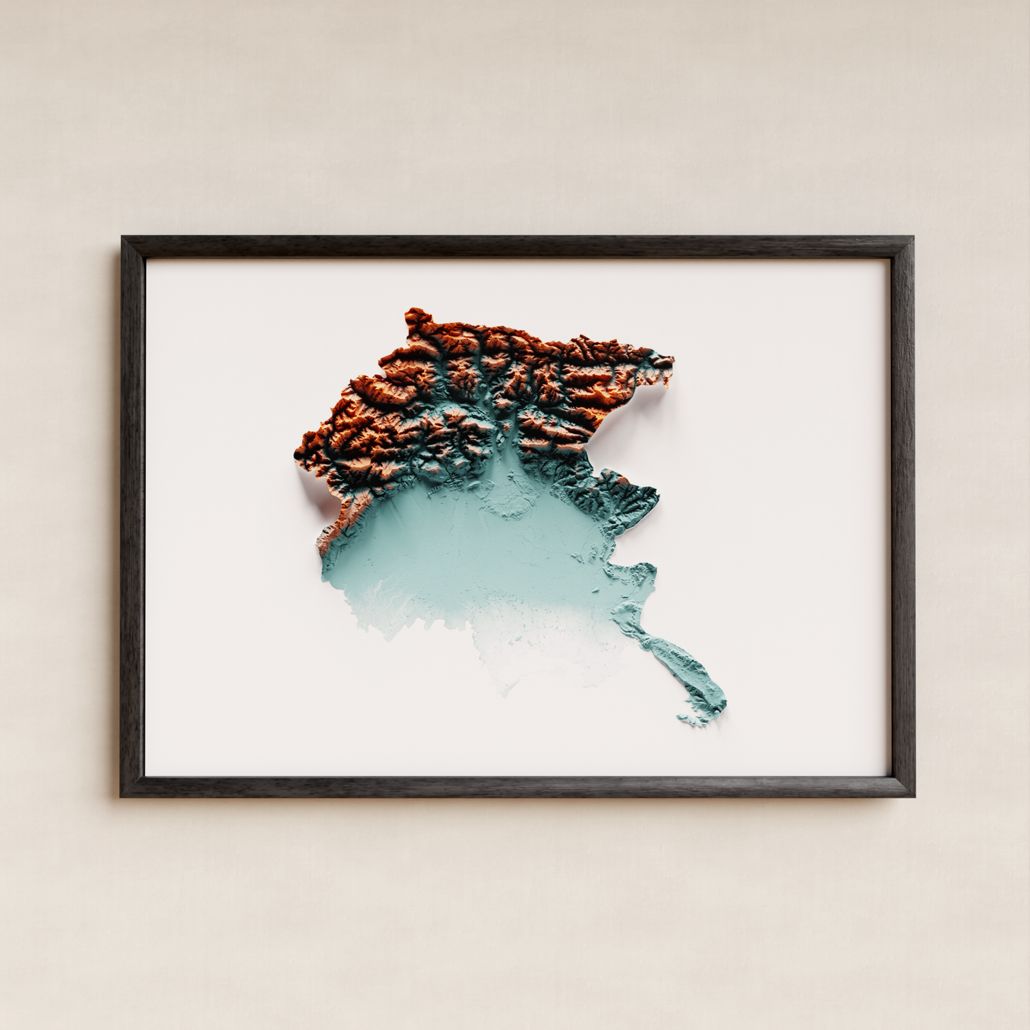 FRIUL-VENECIA JULIA. Mapa de relieve con contraste.
