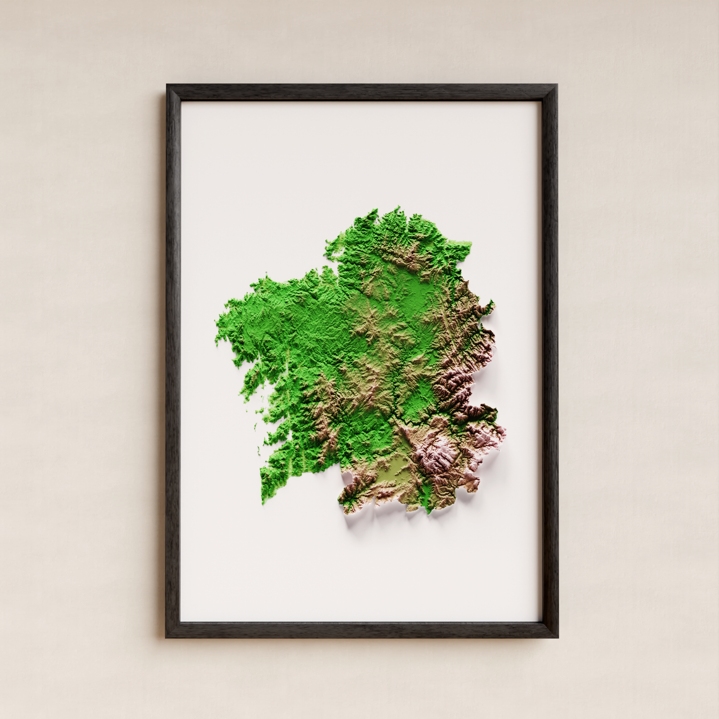 GALICIA. Mapa de relieve clásico.