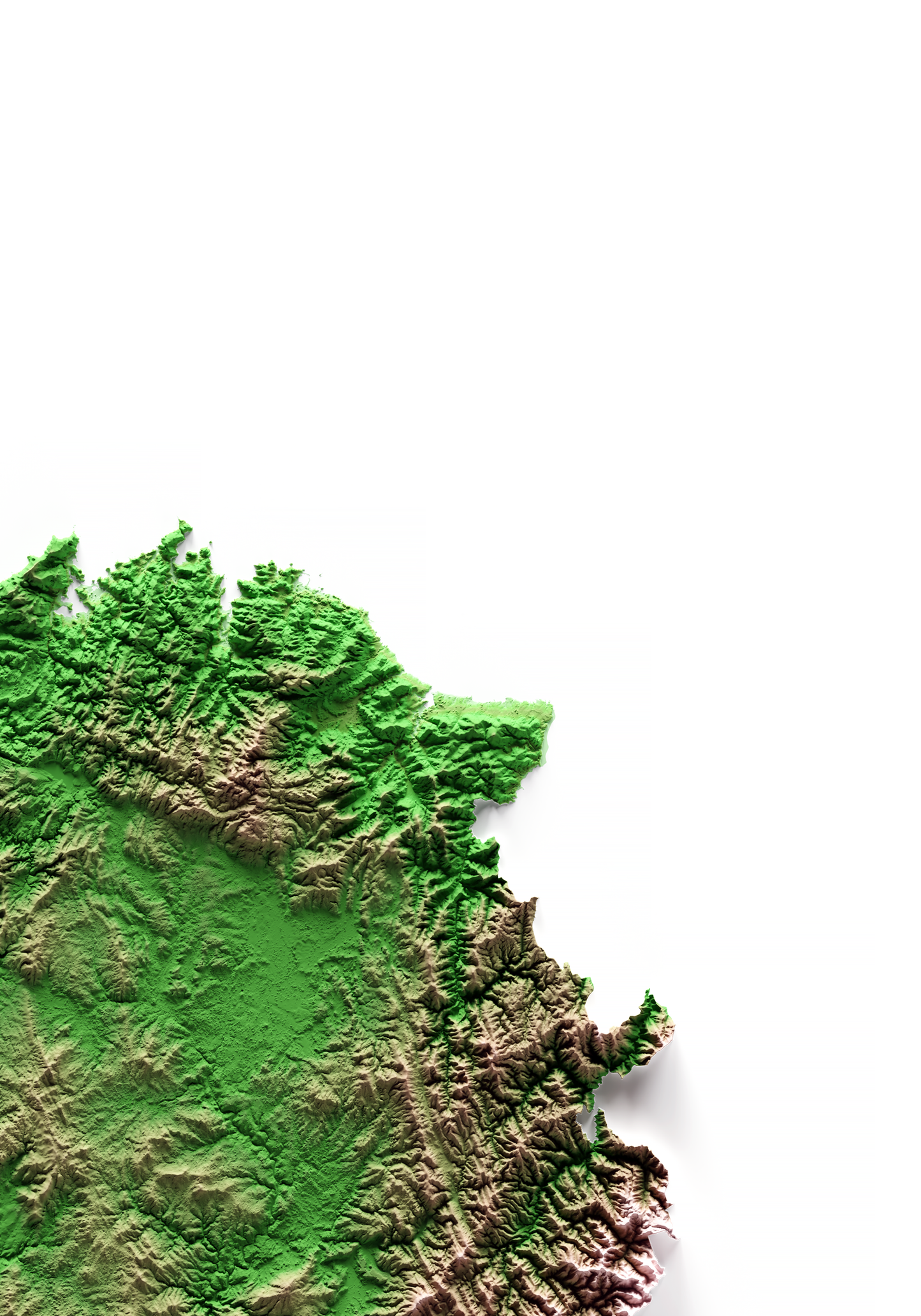 GALICIA. Mapa de relieve clásico.