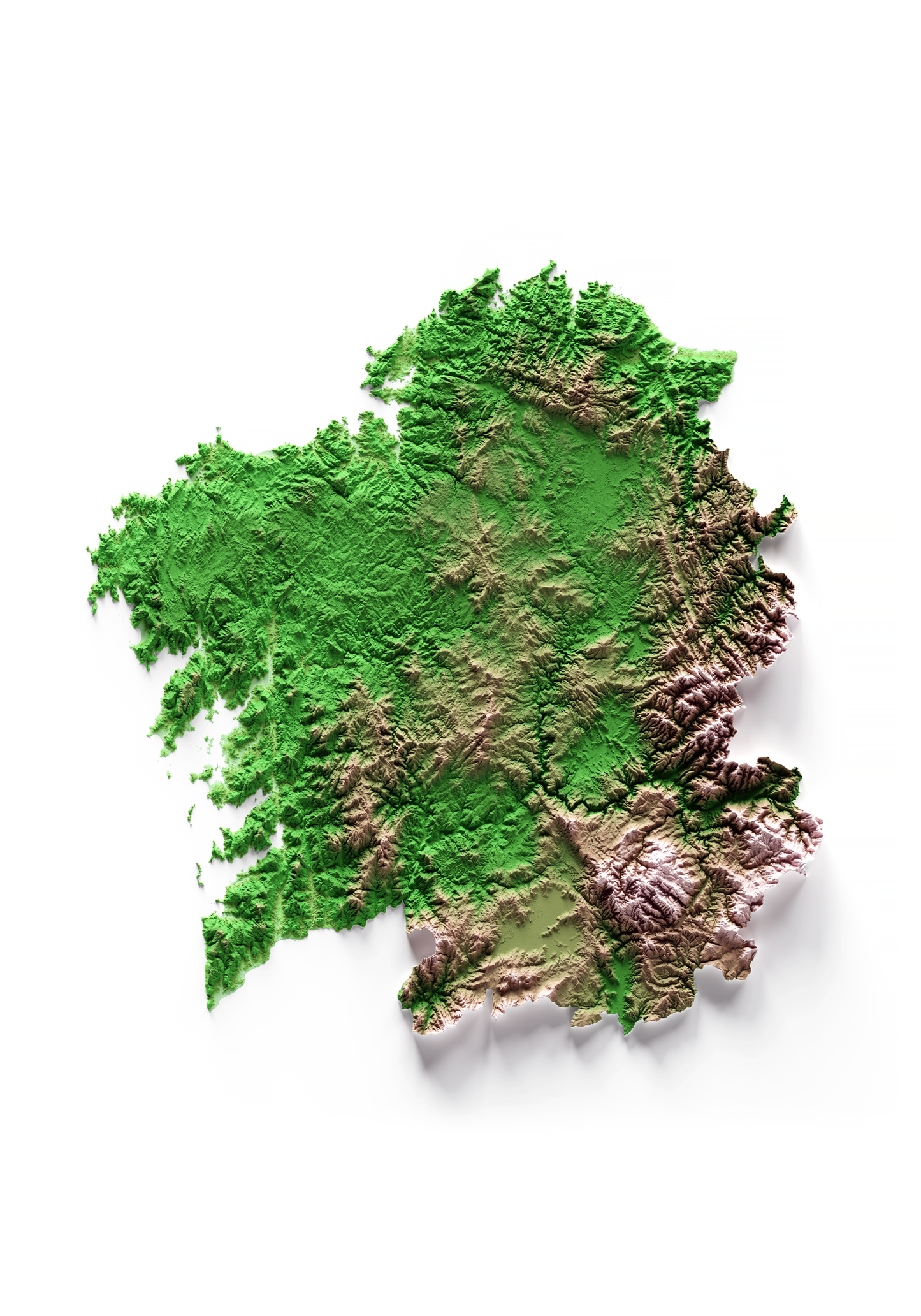 GALICIA. Mapa de relieve clásico.