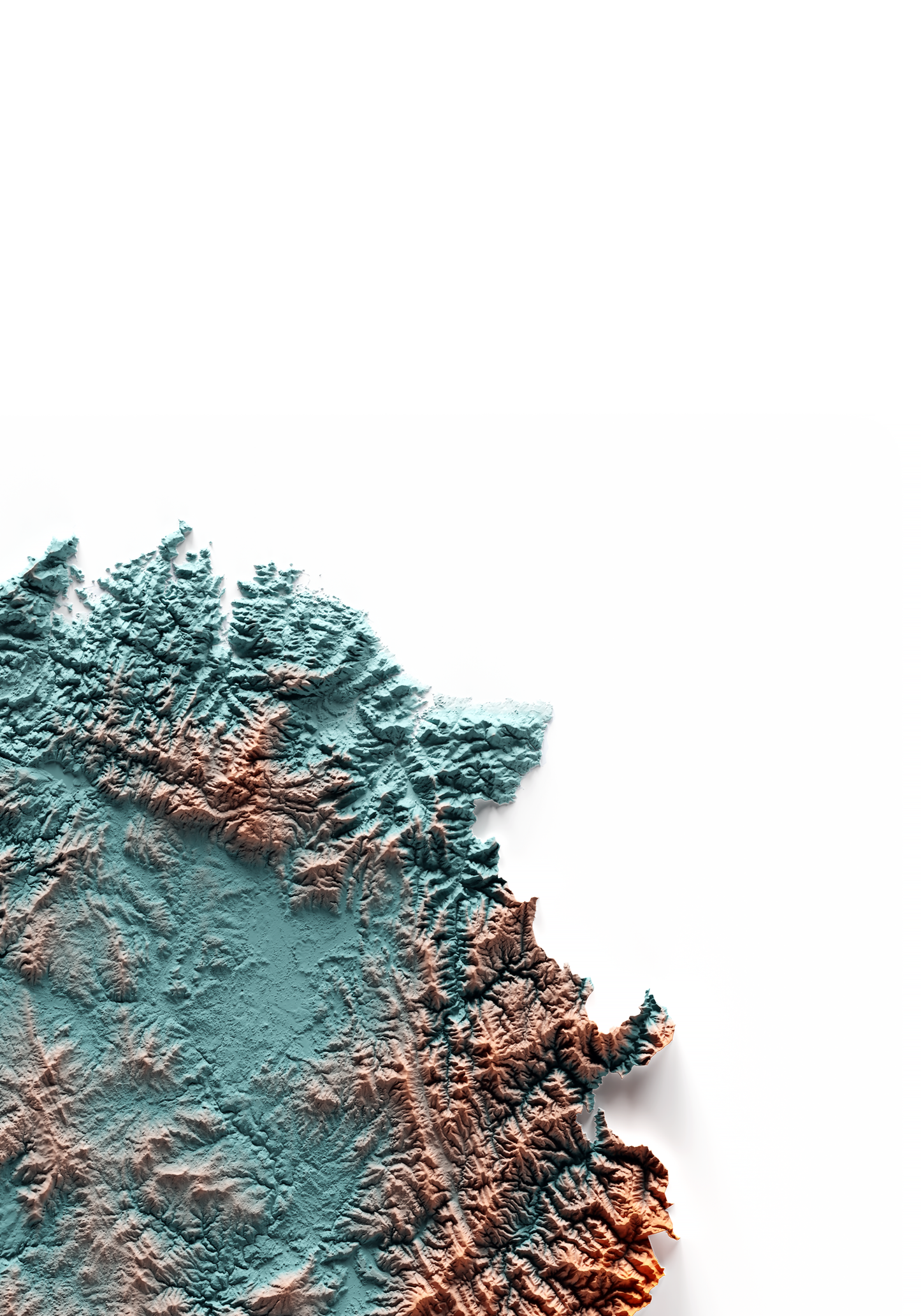 GALICIA. Mapa de relieve con contraste.