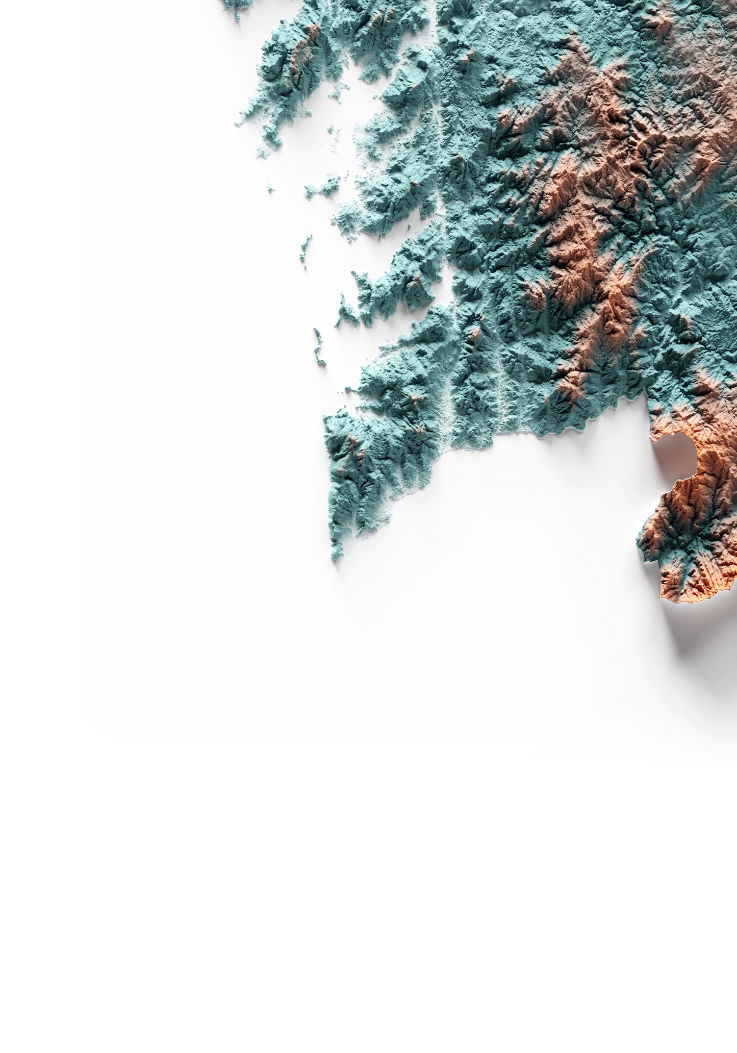 GALICIA. Mapa de relieve con contraste.