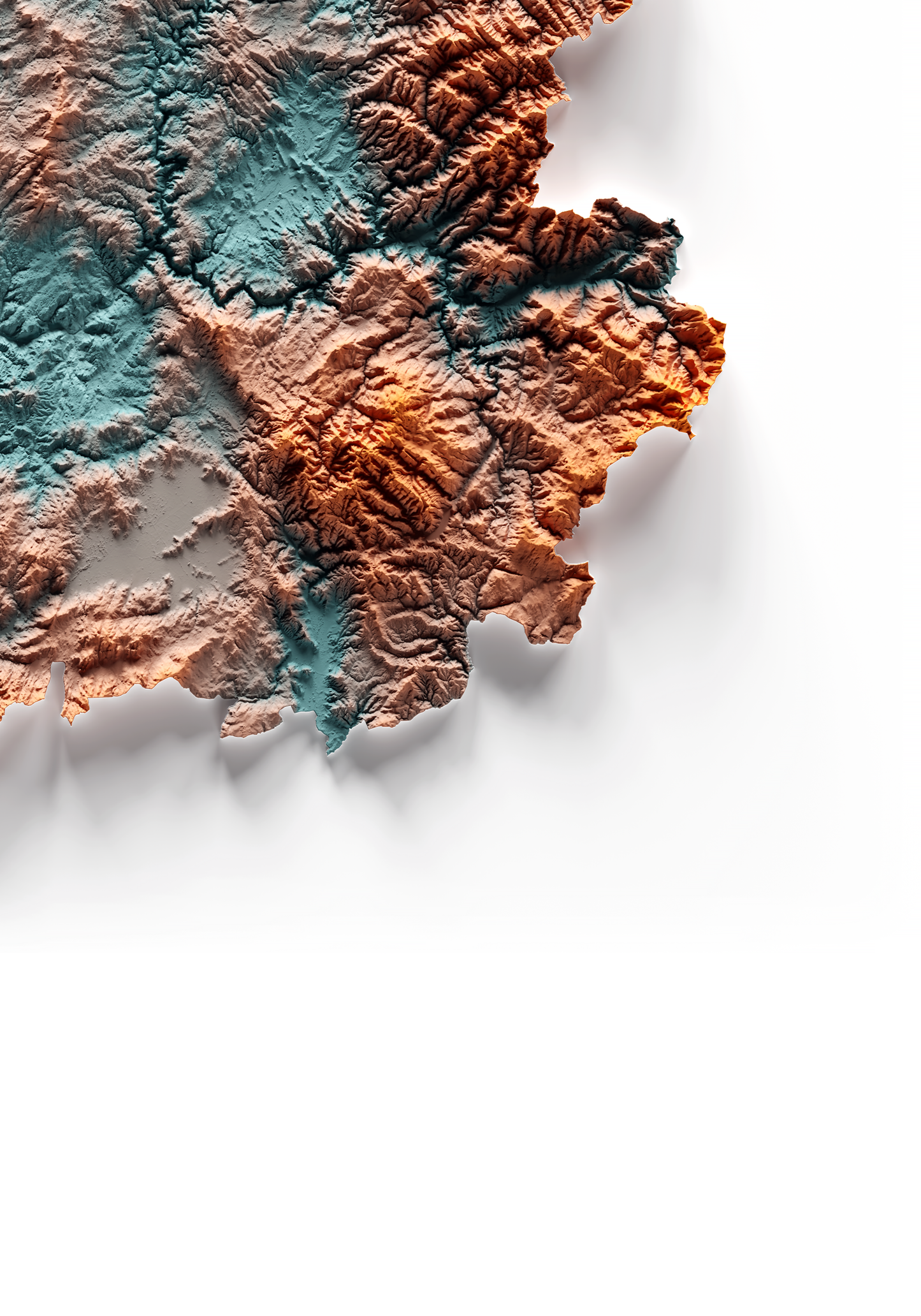 GALICIA. Mapa de relieve con contraste.