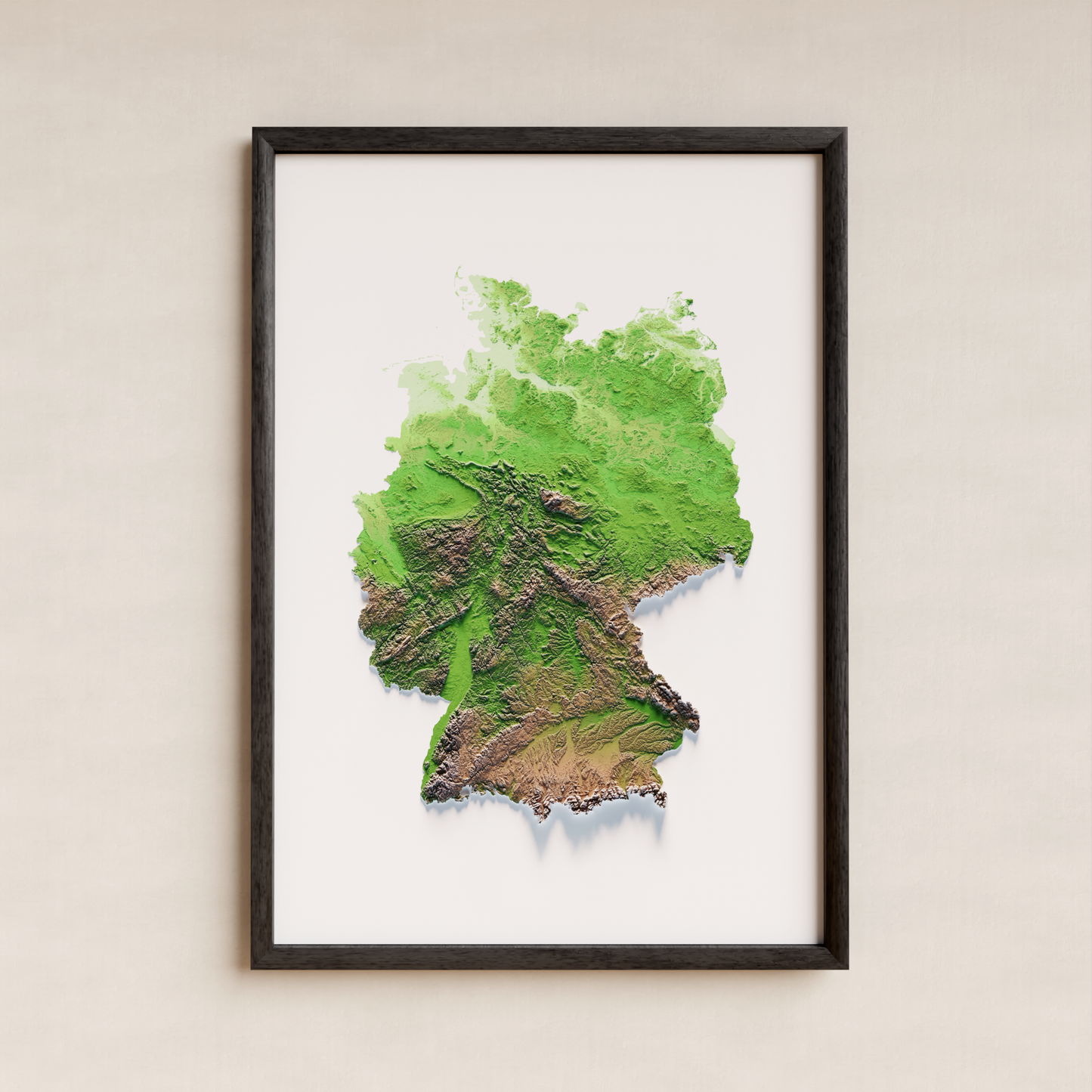 ALEMANIA. Mapa de relieve clásico.