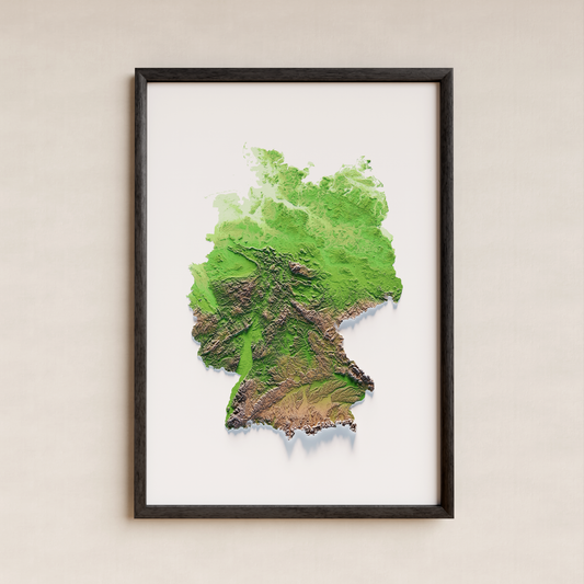 ALEMANIA. Mapa de relieve clásico.