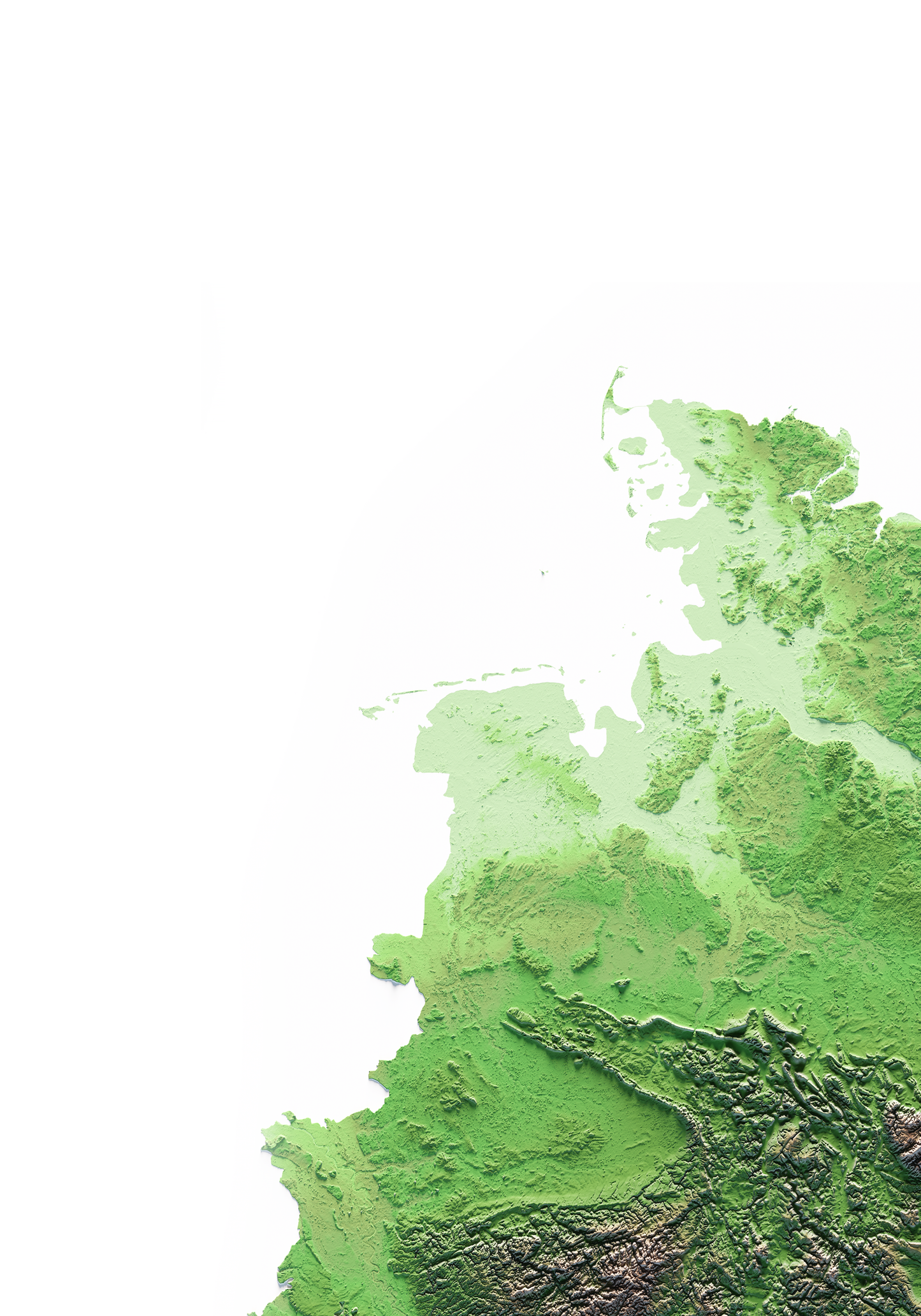 ALEMANIA. Mapa de relieve clásico.