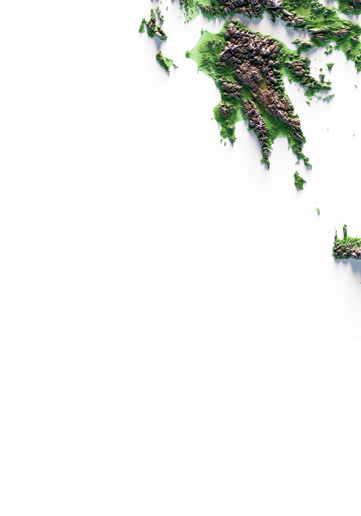 GRECIA. Mapa de relieve clásico.
