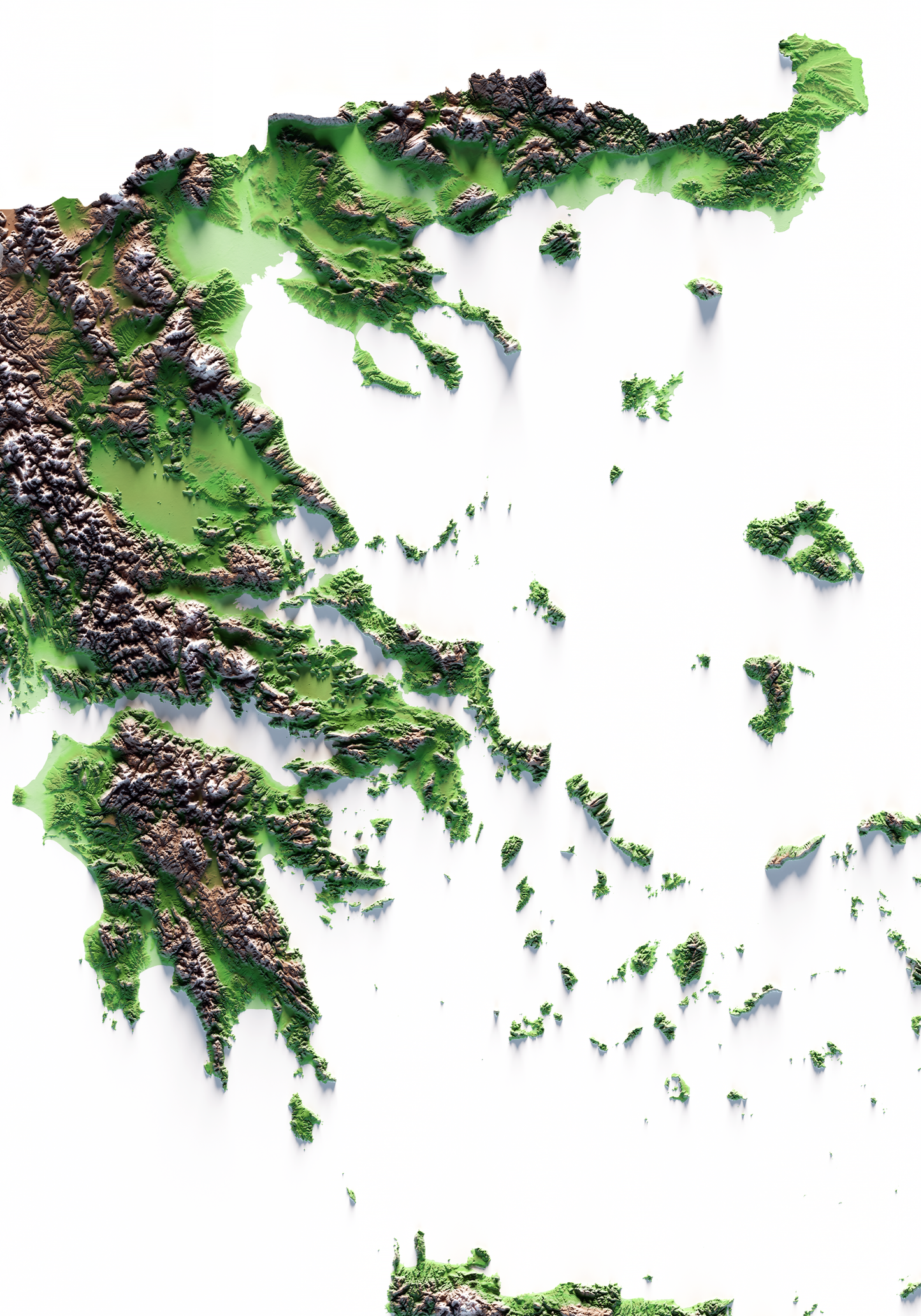 GRECIA. Mapa de relieve clásico.