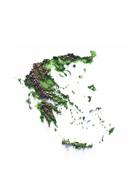 GRECIA. Mapa de relieve clásico.