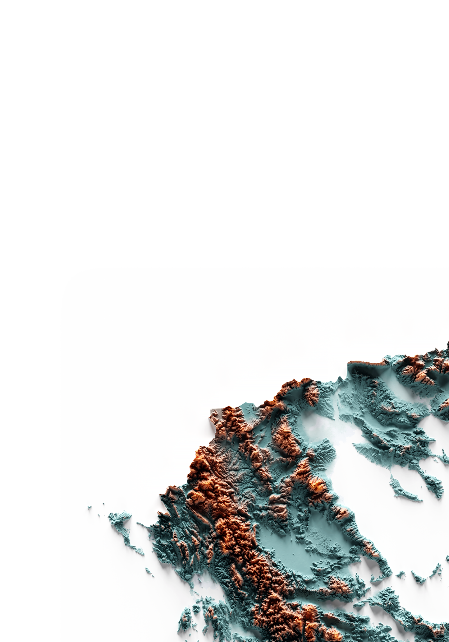 GRECIA. Mapa de relieve con contraste.