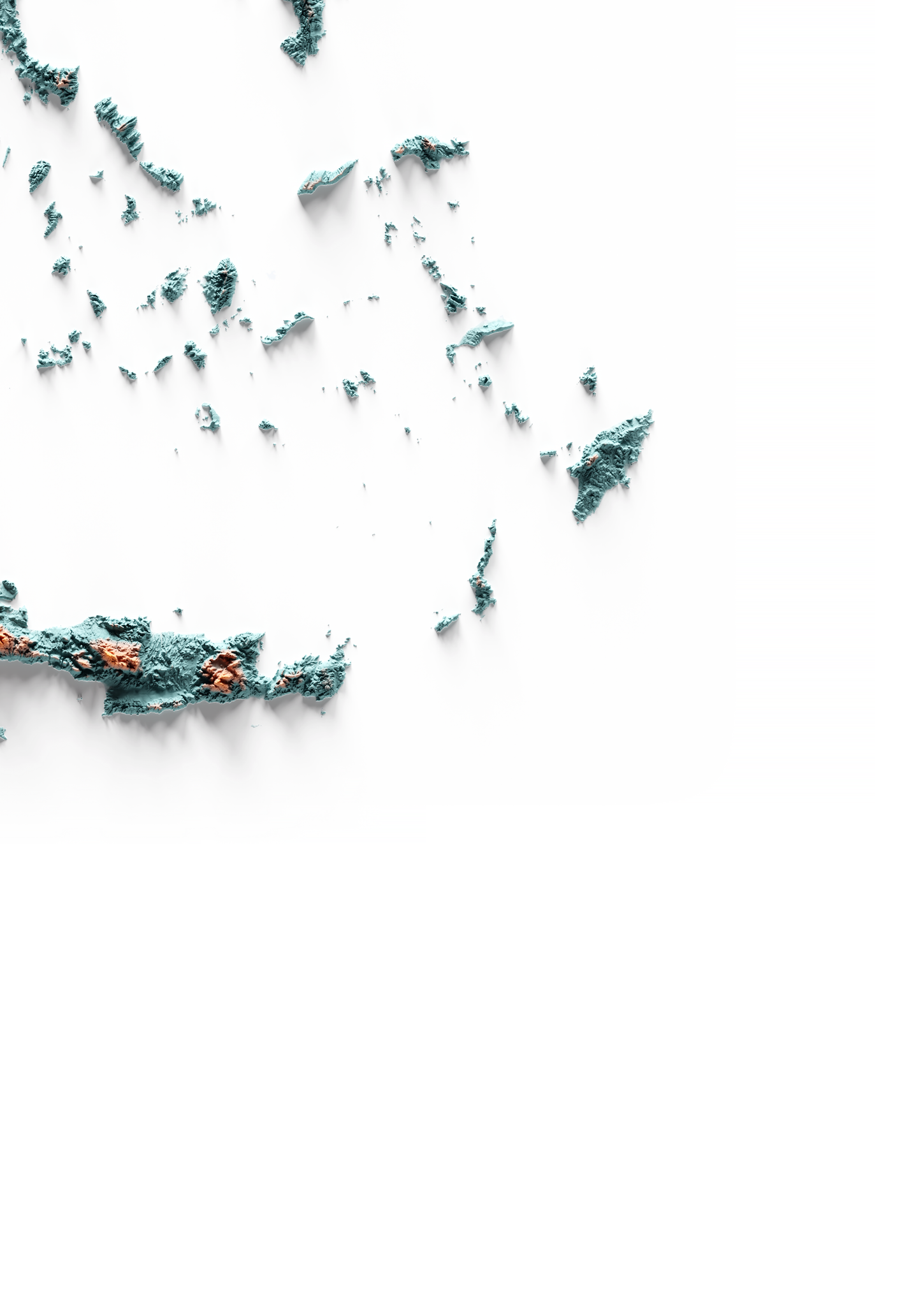 GRECIA. Mapa de relieve con contraste.