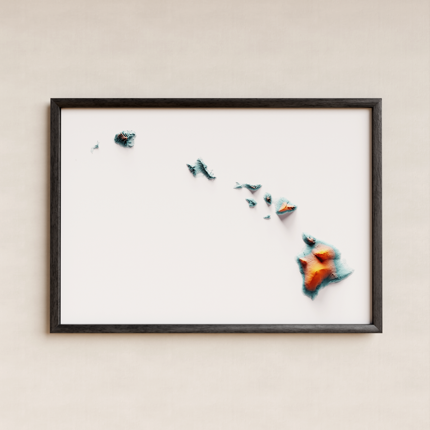 HAWÁI. Mapa de relieve con contraste.