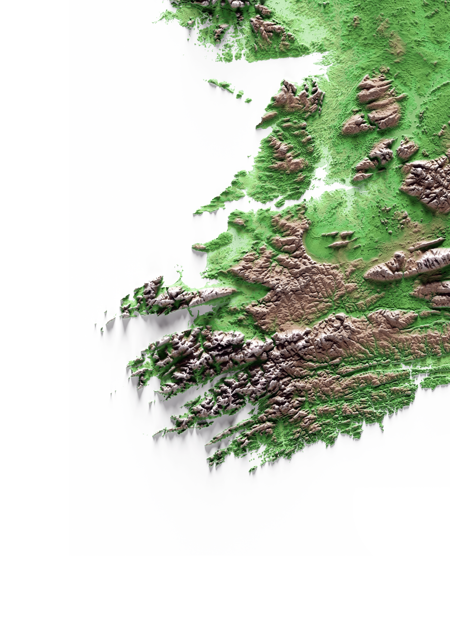 IRLANDA. Mapa de relieve clásico.