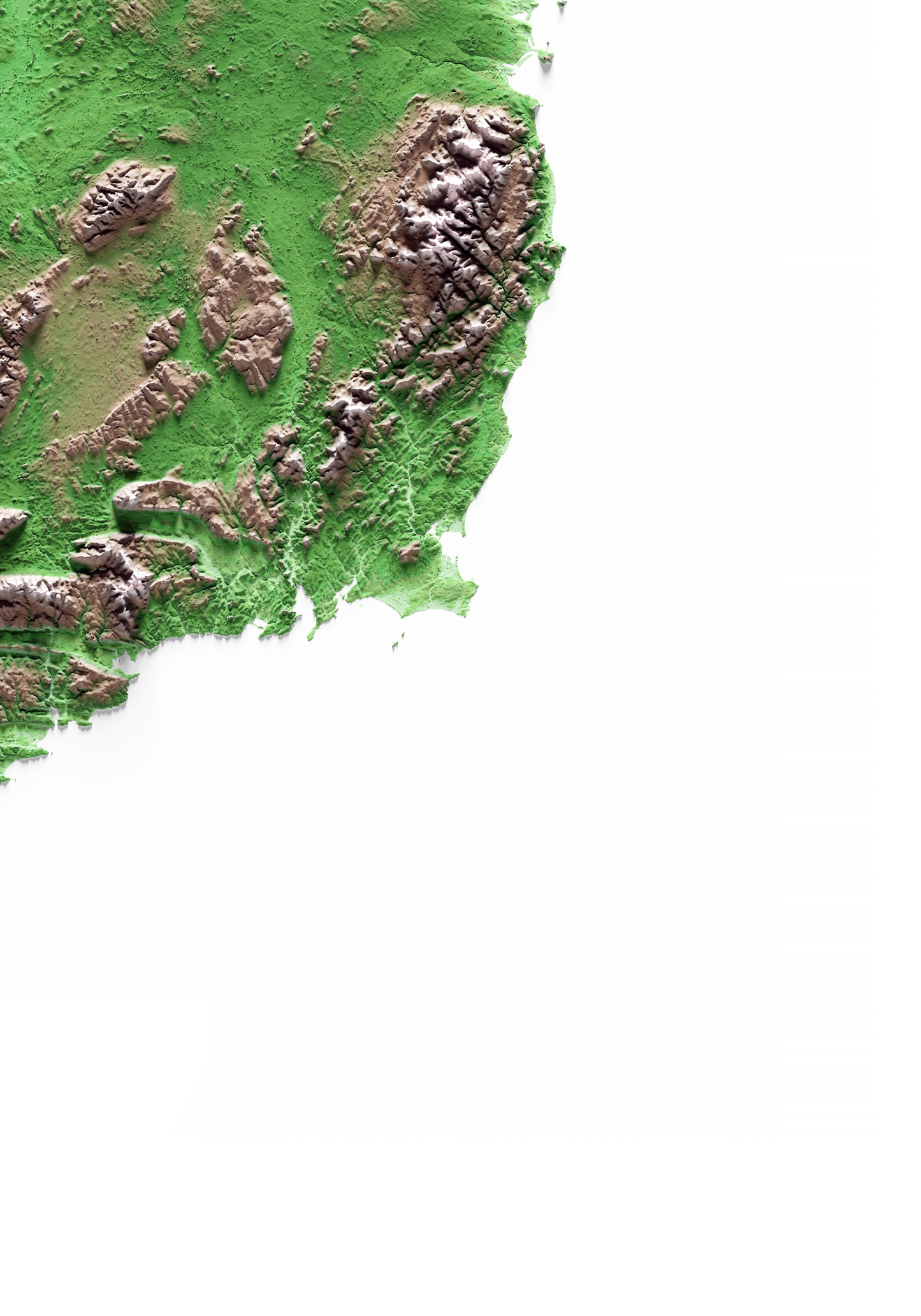 IRLANDA. Mapa de relieve clásico.