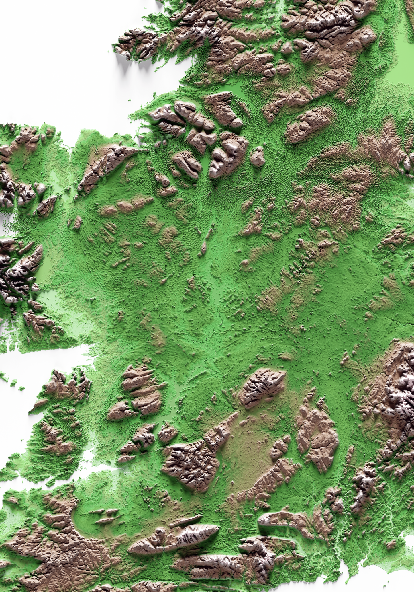 IRLANDA. Mapa de relieve clásico.