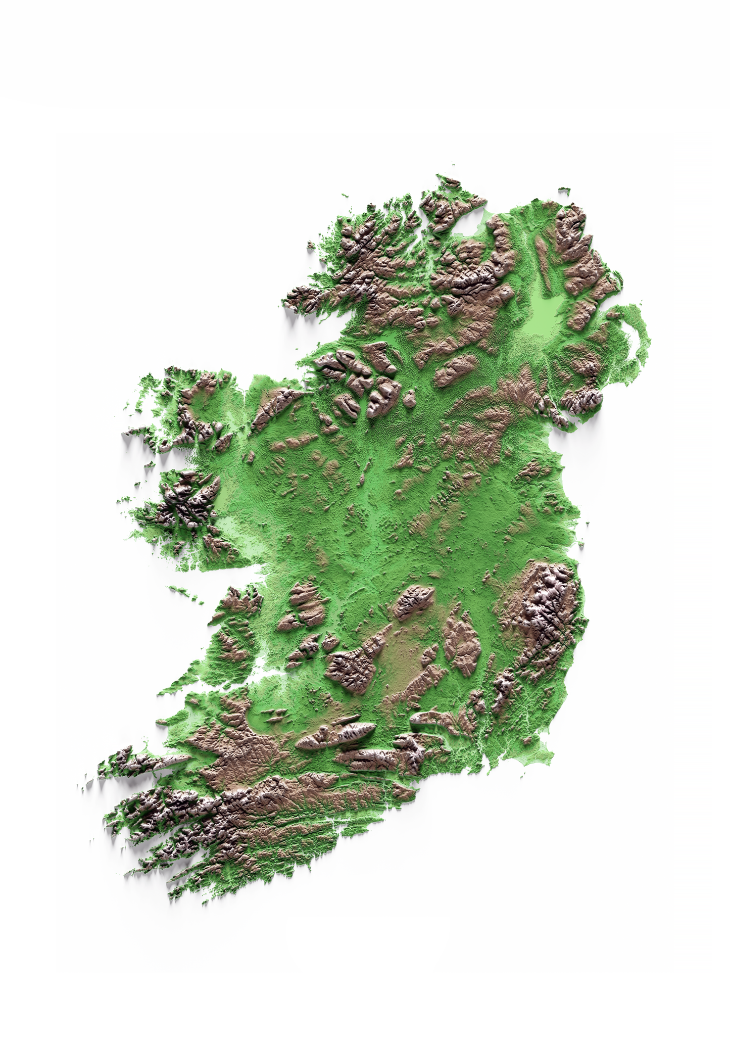 IRLANDA. Mapa de relieve clásico.