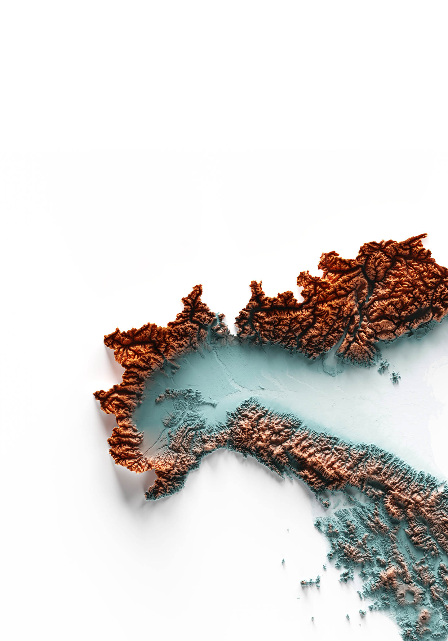 ITALIA. Mapa de relieve con contraste.