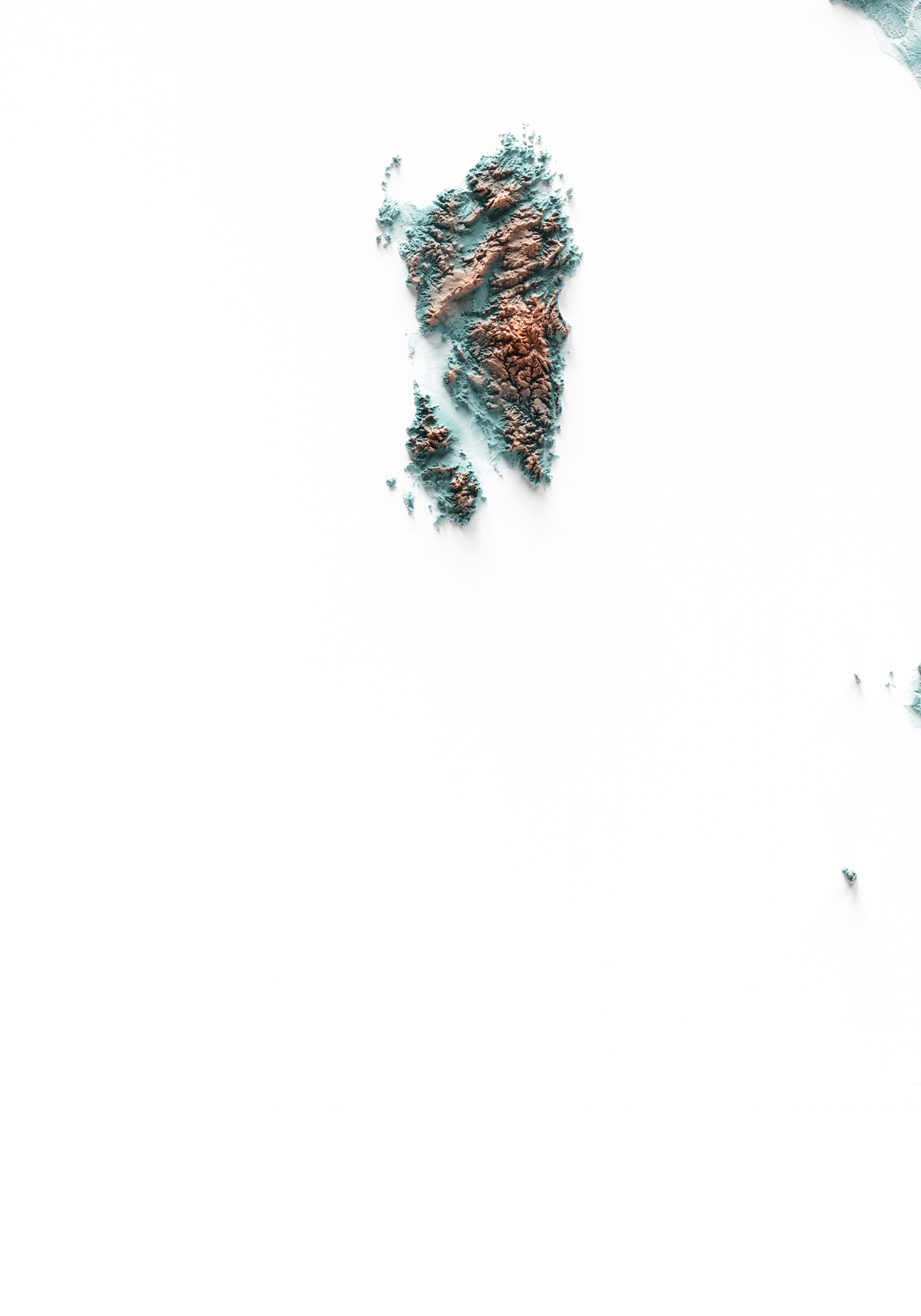 ITALIA. Mapa de relieve con contraste.