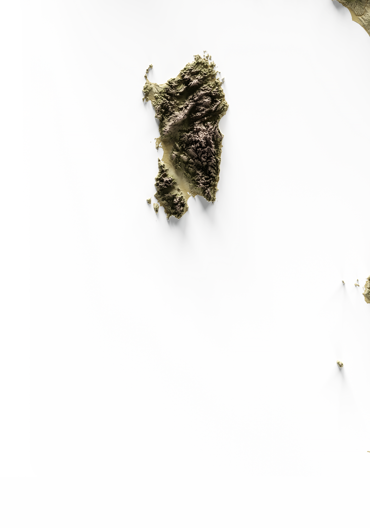 ITALIA. Mapa de relieve en colores terrosos.