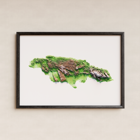 JAMAICA. Mapa de relieve clásico.