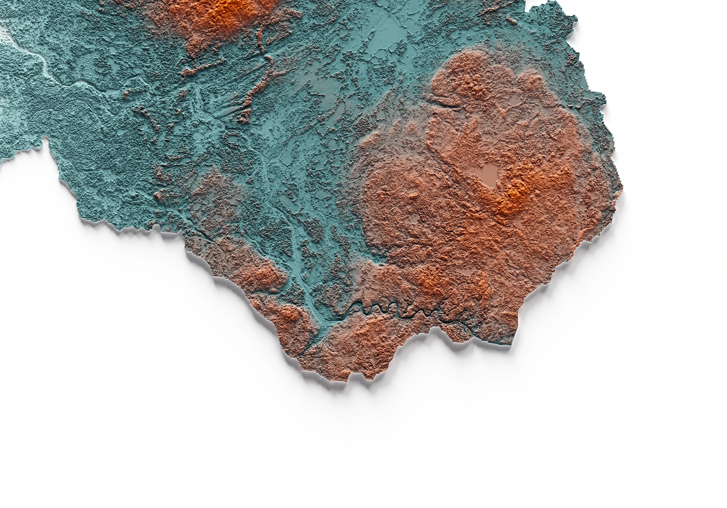 LETONIA. Mapa de relieve con contraste.