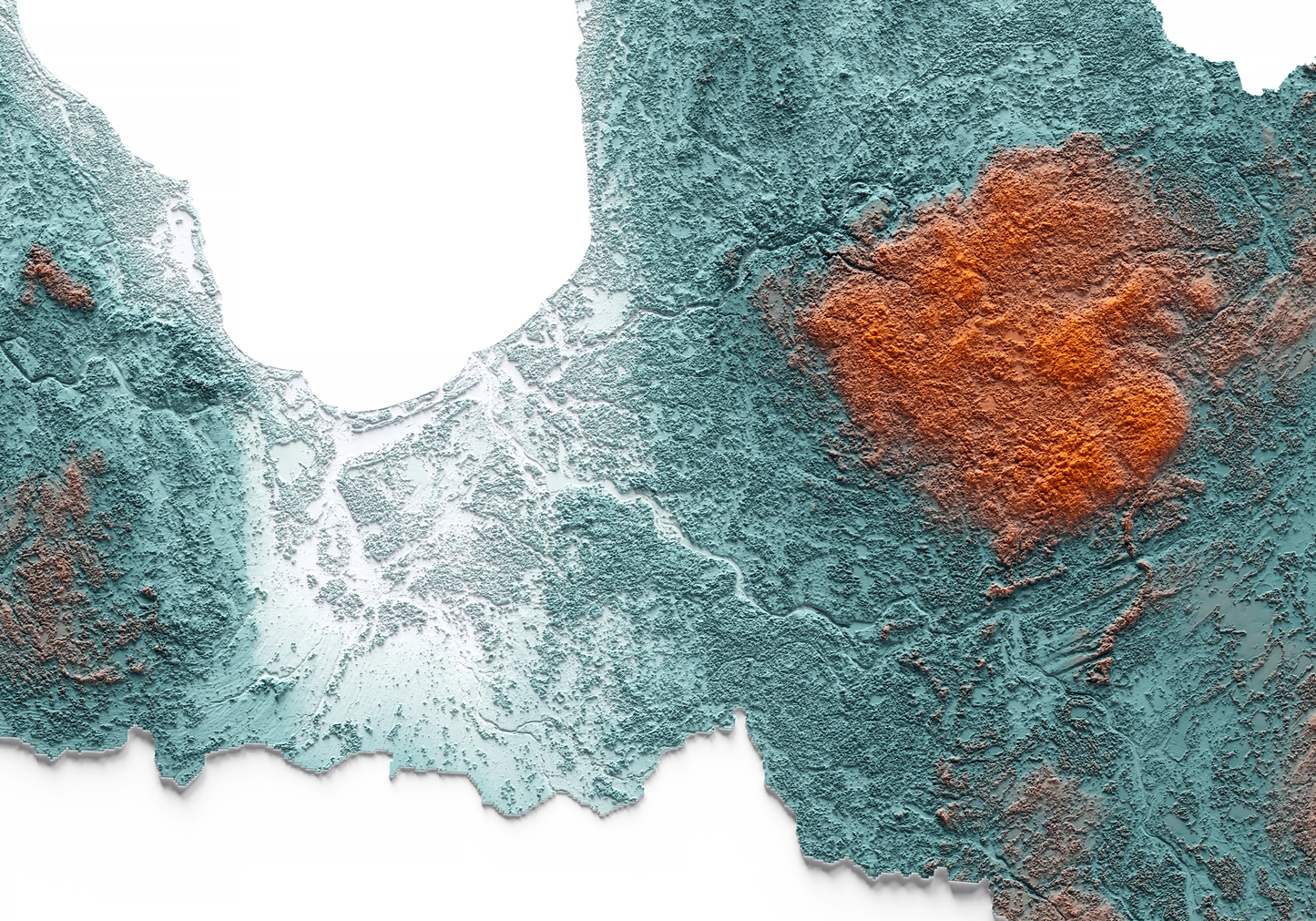 LETONIA. Mapa de relieve con contraste.