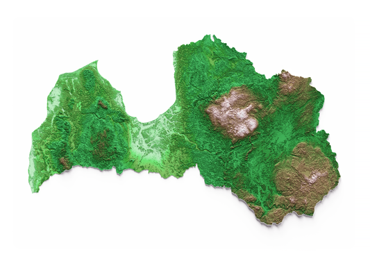 LETONIA. Mapa de relieve clásico.