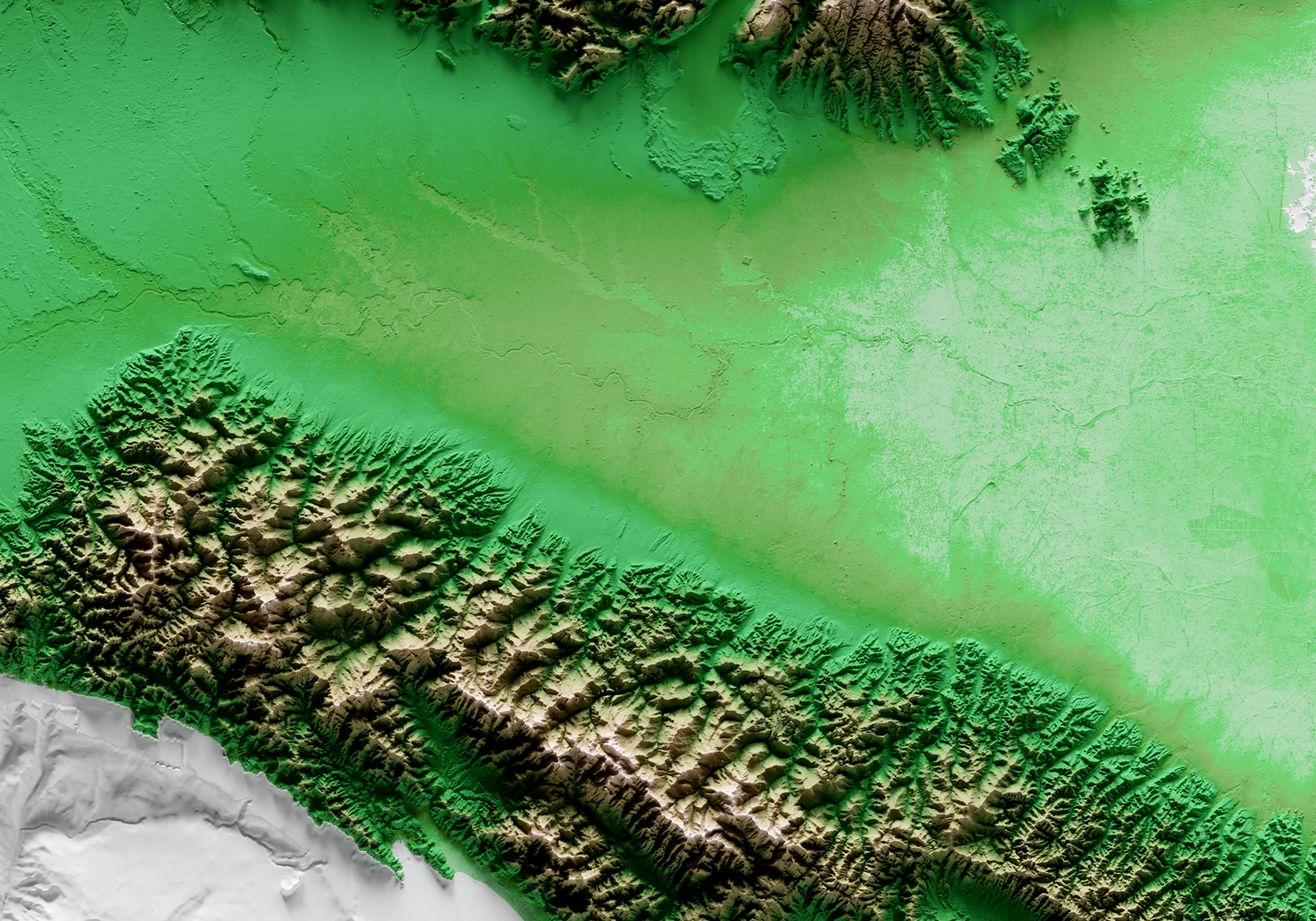 MAR LIGURE. Mapa de relieve clásico con batimetría.