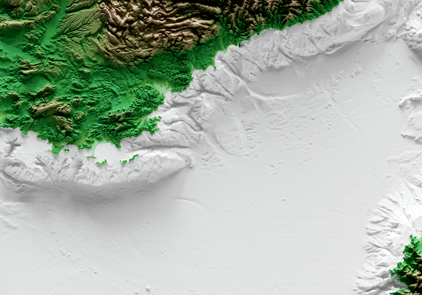 MAR LIGURE. Mapa de relieve clásico con batimetría.