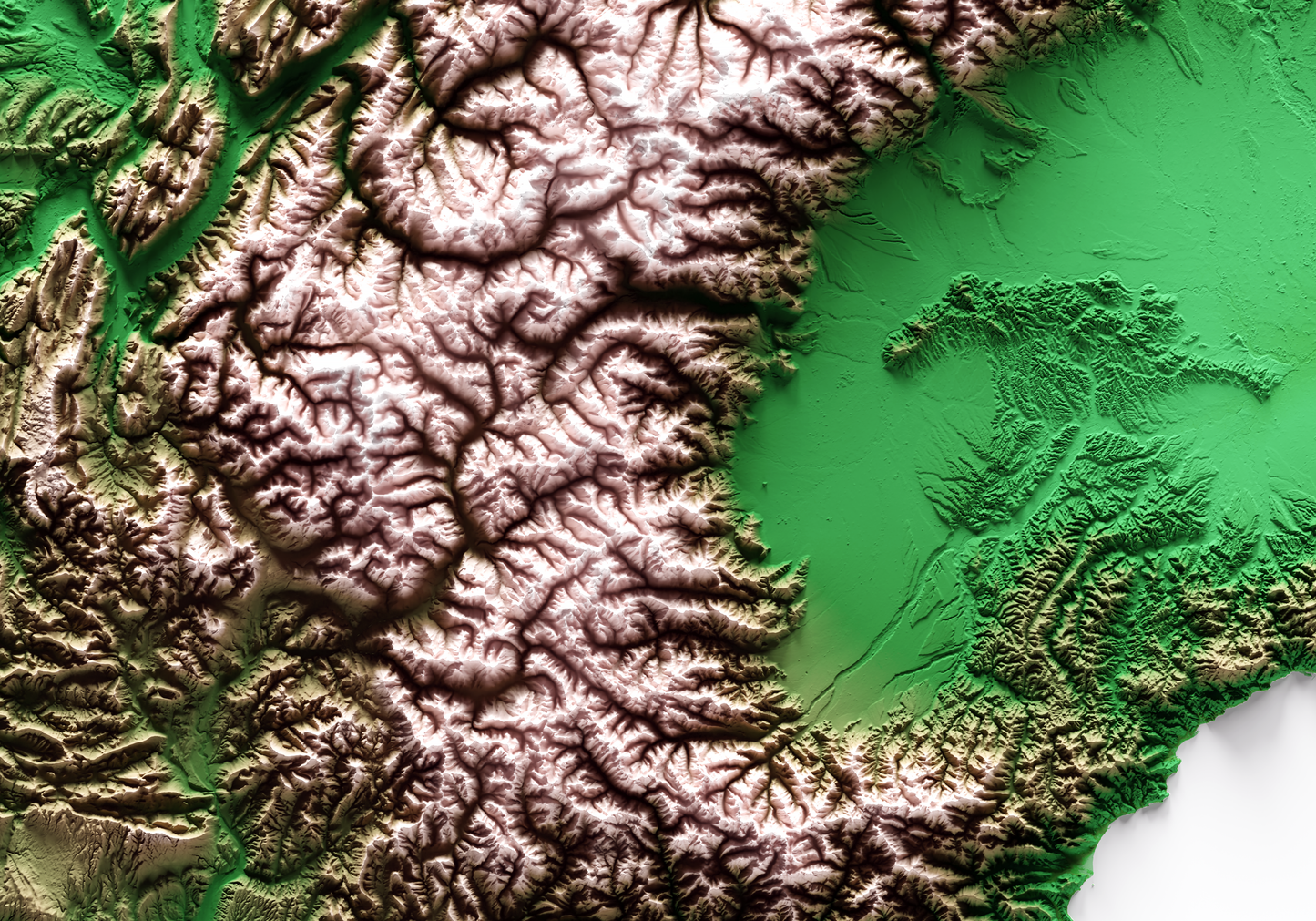 MAR LIGURE. Mapa de relieve clásico.