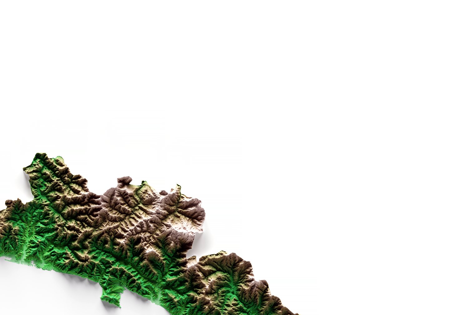 LIGURIA. Mapa de relieve clásico.