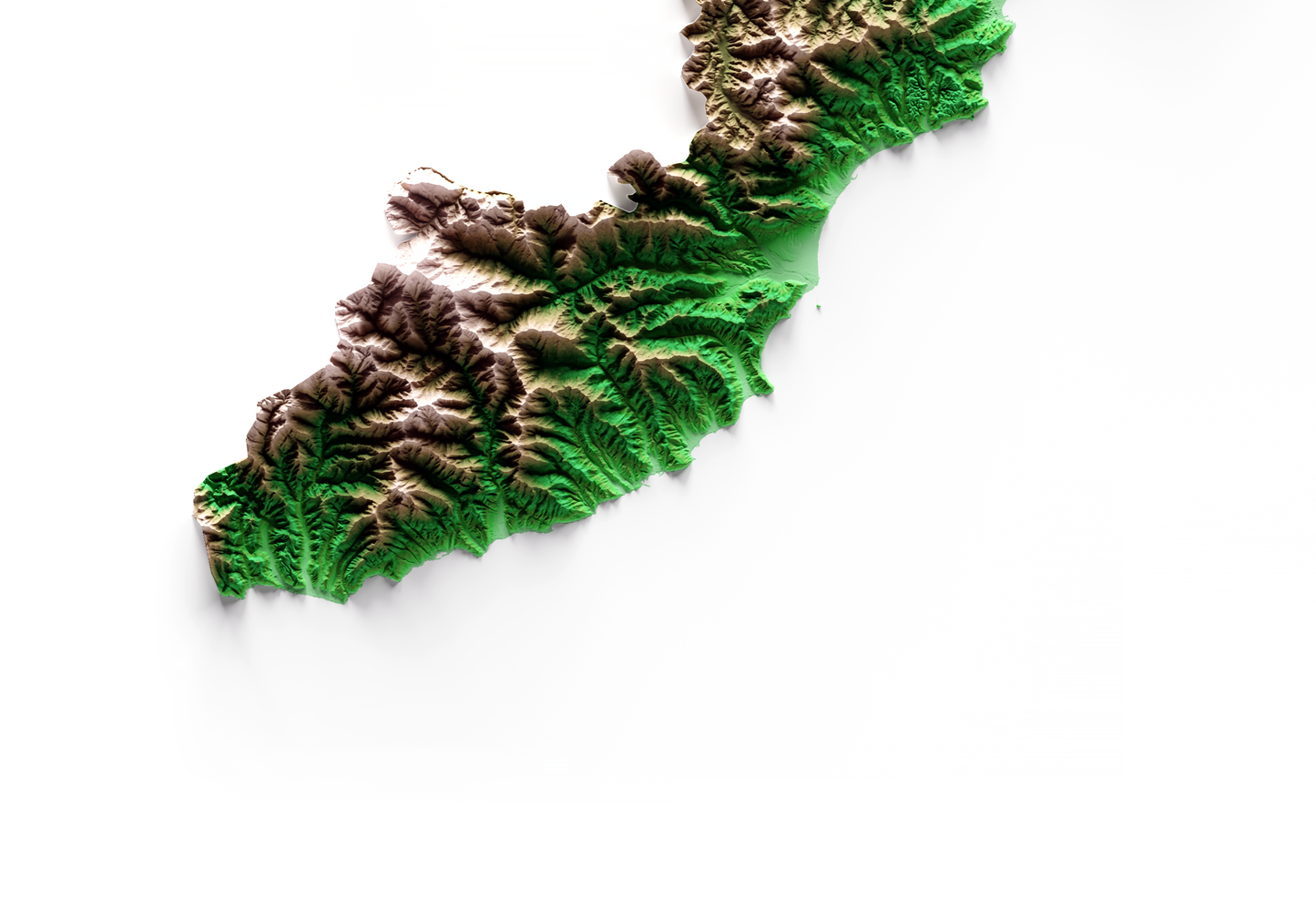 LIGURIA. Mapa de relieve clásico.