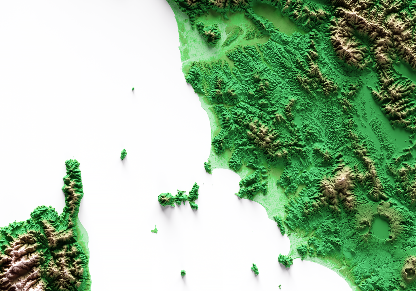 MAR LIGURE. Mapa de relieve clásico.