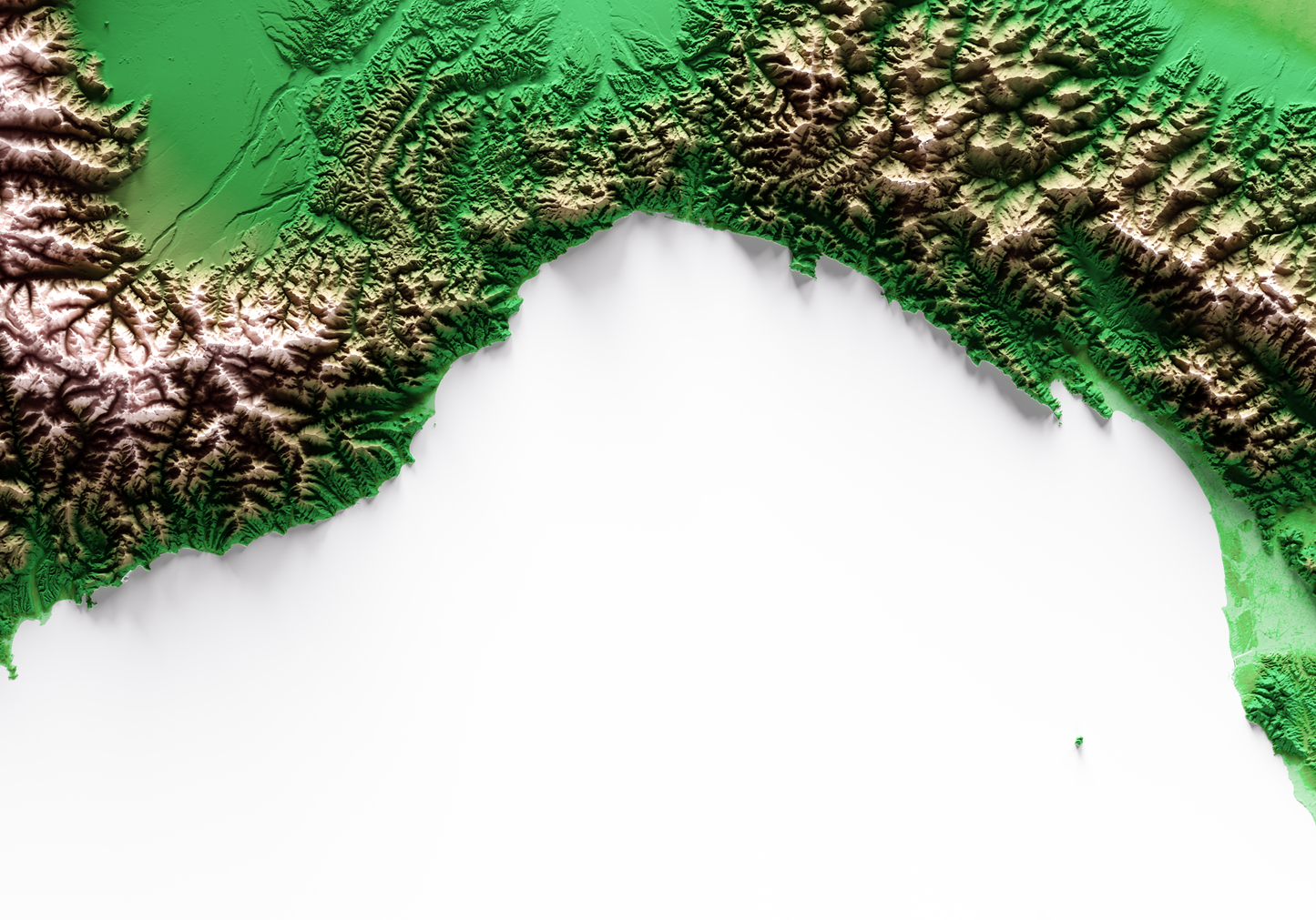 MAR LIGURE. Mapa de relieve clásico.