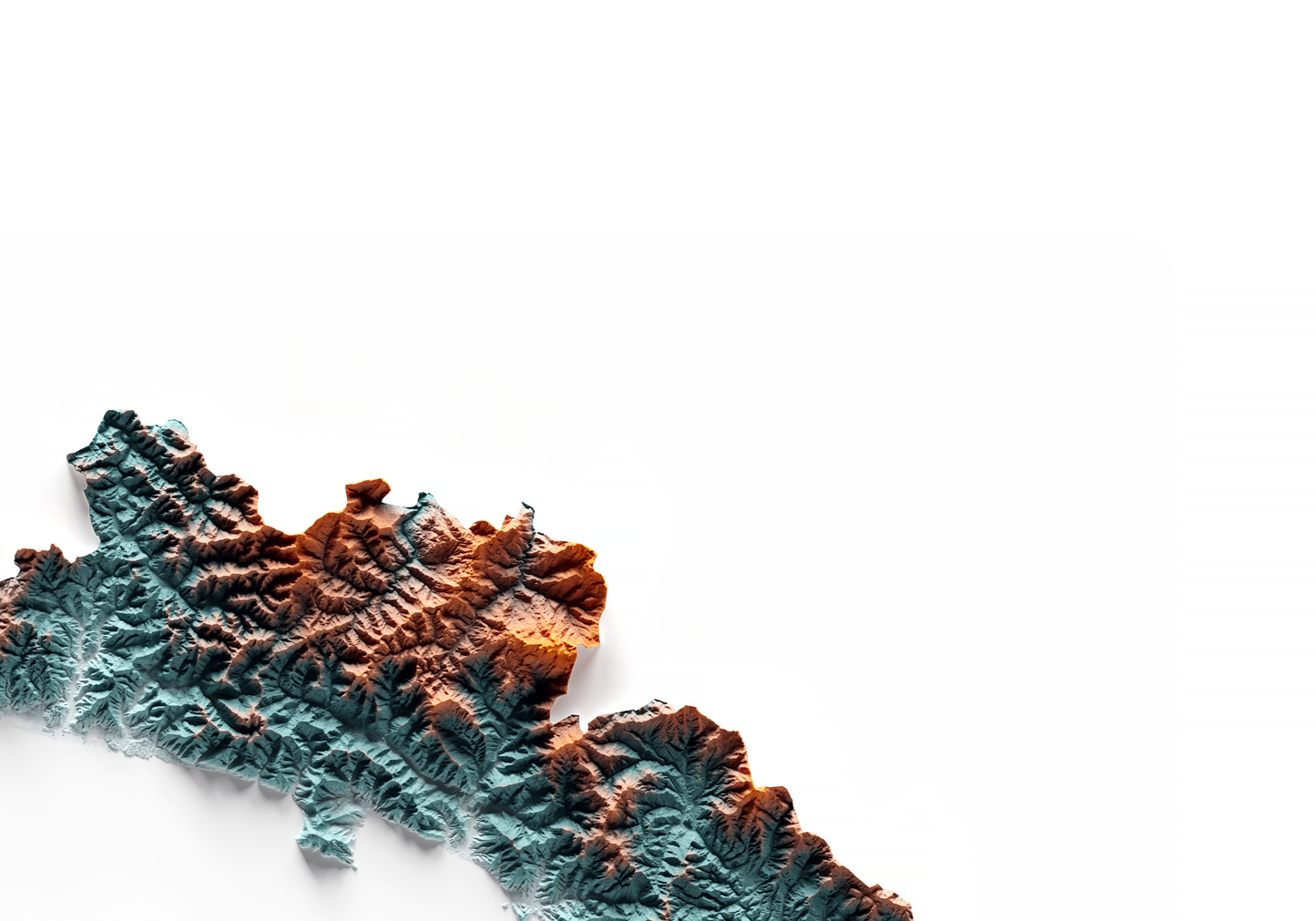 LIGURIA. Mapa de relieve con contraste.