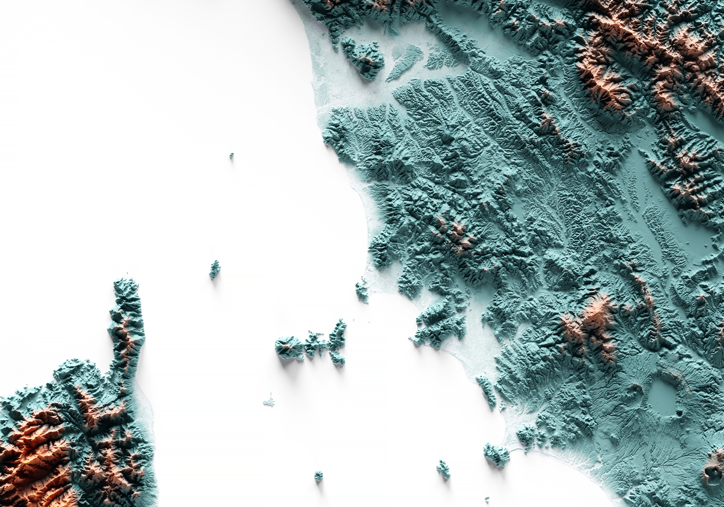 MAR LIGURE. Mapa de relieve con contraste.